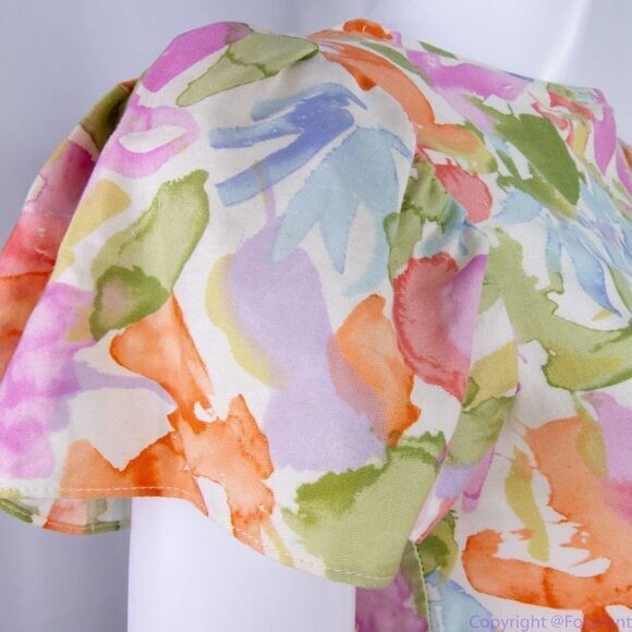 Vintage Sylvia Whyte for Saks Fifth Avenue multicolor floral print dress size 14 - Picture 10 of 16